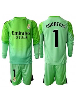 Real Madrid Thibaut Courtois #1 Målvakt Replika Borta Kläder Barn 2025-26 Långärmad (+ byxor)